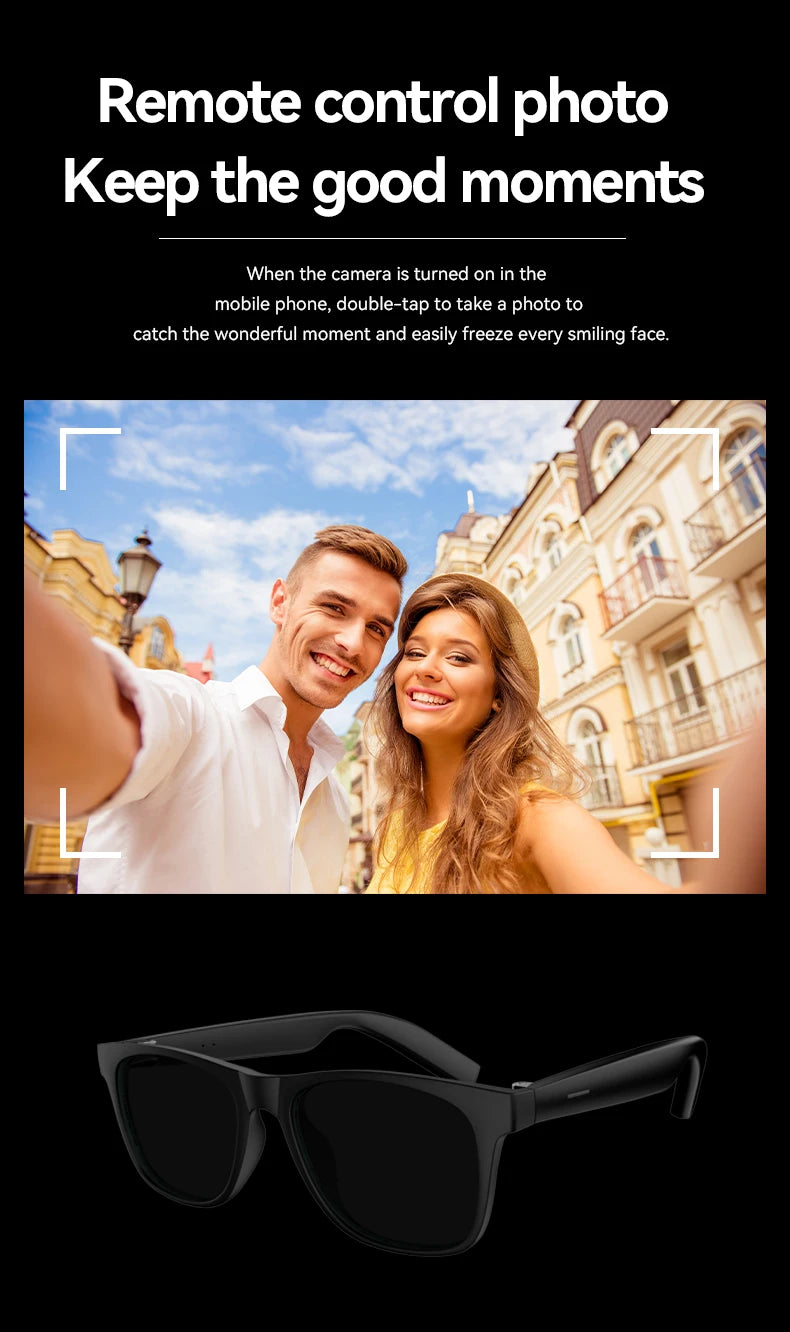 LAXASFIT 2025 New Men's Smart Glasses Women's Bluetooth Glasses Voice Call Control Music UV Polarized Sunglasses