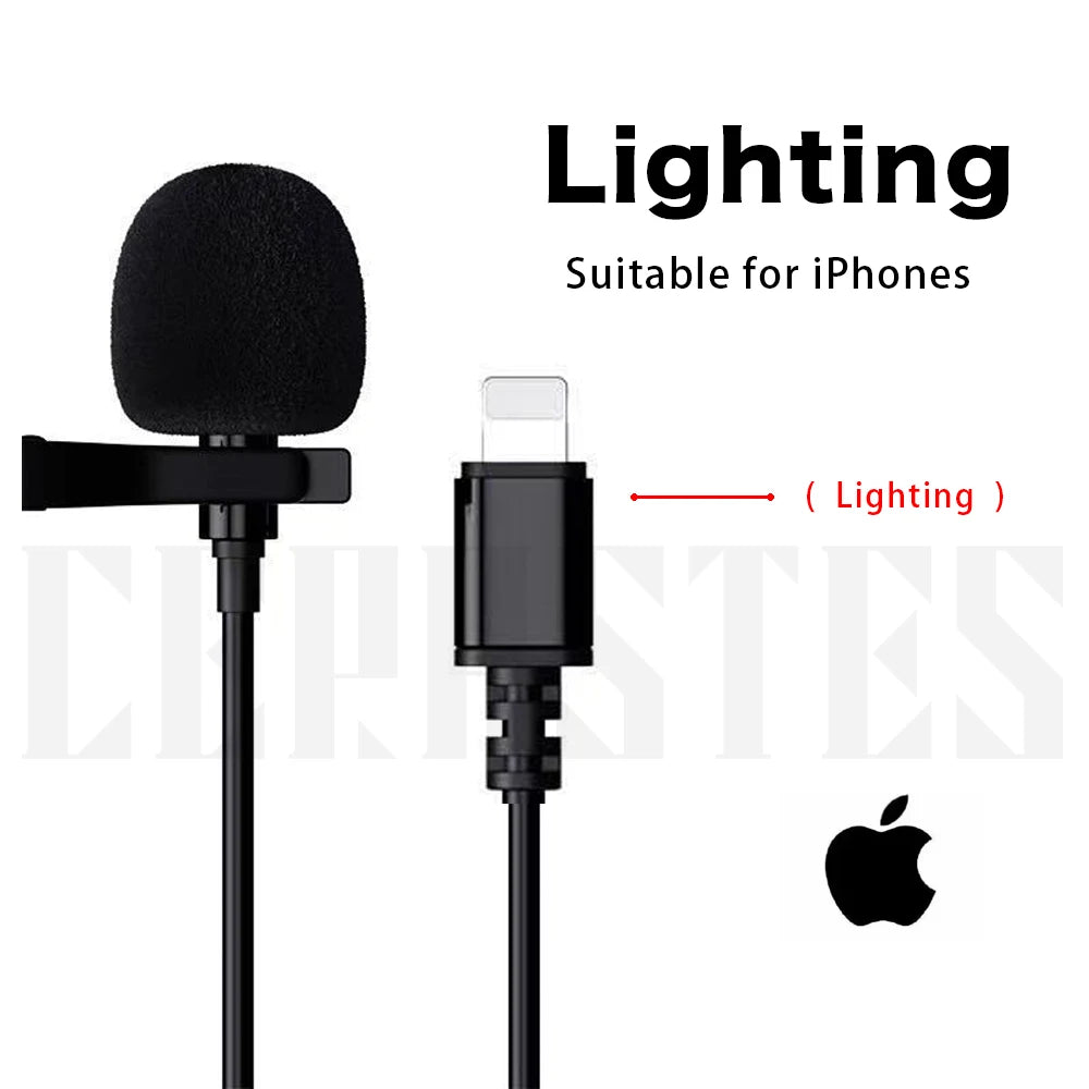 High-fidelity external wired microphone for cameras mobile phones computers Lighting Type-C Micro USB interface Microphone HD