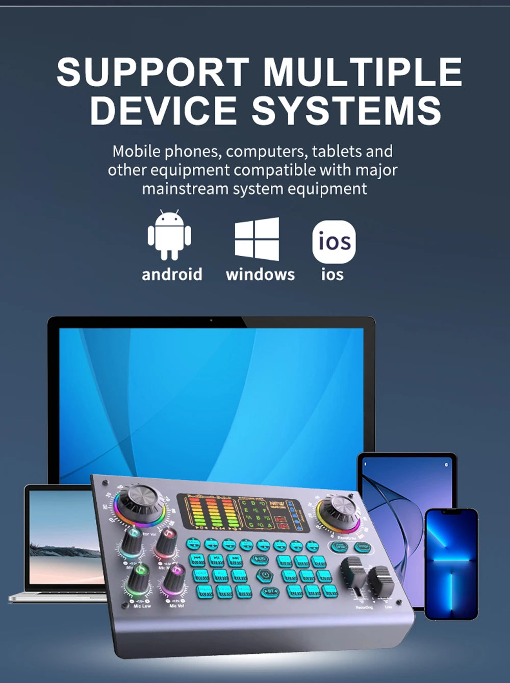 Zealsound Professional Podcast Live SoundCard Equipment Bundle with 48V XLR Microphone for PC Recording Singing Streaming Gaming