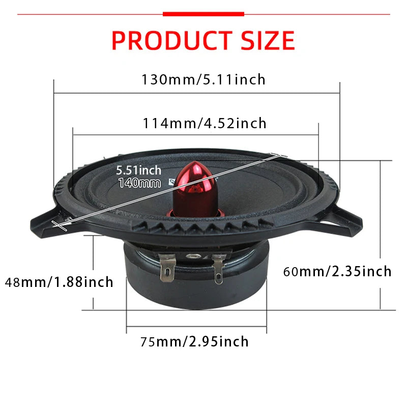 1 Pair 5-Inch Mid-Range Speakers (2X500W) Car Door Speaker Surround Sound Systems Music Players High-Fidelity Audio Speaker