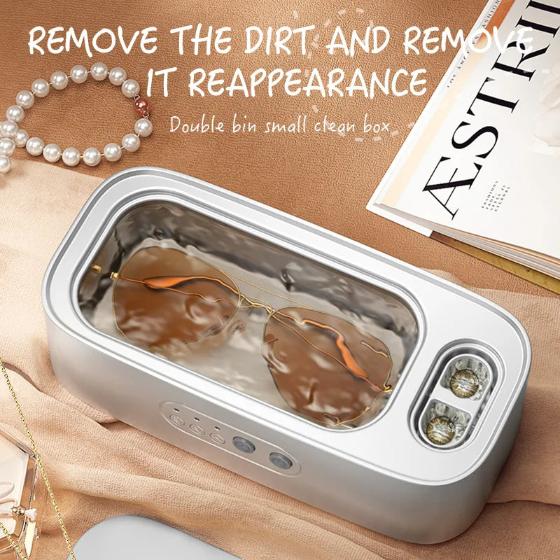 High Frequency Ultrasonic Cleaning Machine Adjustable Double Bin Vibration Full Cleaning for Jewelry Household Use