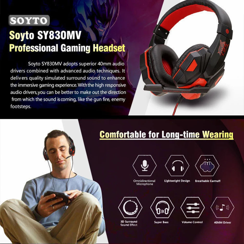 3.5MM Wired Gaming Headset Headphone With  MIC for PS4 PS5 Xbox Smartphone/PC One Switch IPad PC Portable Consumer Electronics