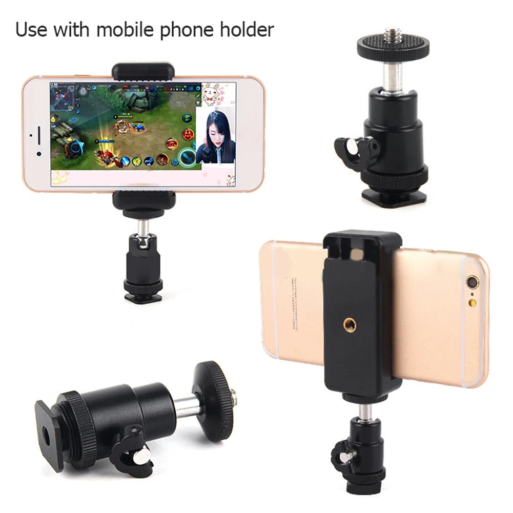 Universal Moblie Phone Clip Bracket Holder Mount 1/4 Screw Hot Shoe Phone Clip Tripod Monopod Stand for iPhone Samsung Xiaomi