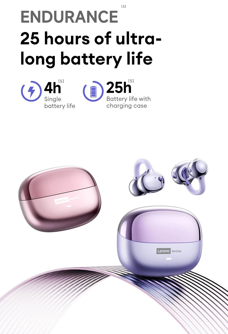 Lenovo LE302 HIFI Stereo Sports Ear Clip Earphones OWS Bluetooth 6.0 Headset Noise Cancelling Headphones Long Endurance Earbuds