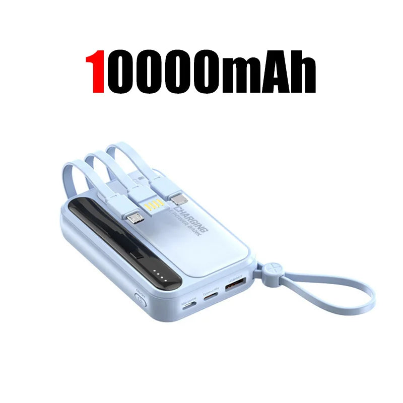 50000mAh Large Capacity Power Bank 4 In 1 Cables Intelligent Digital Display Laser Light  USB Fast Charging External Battery