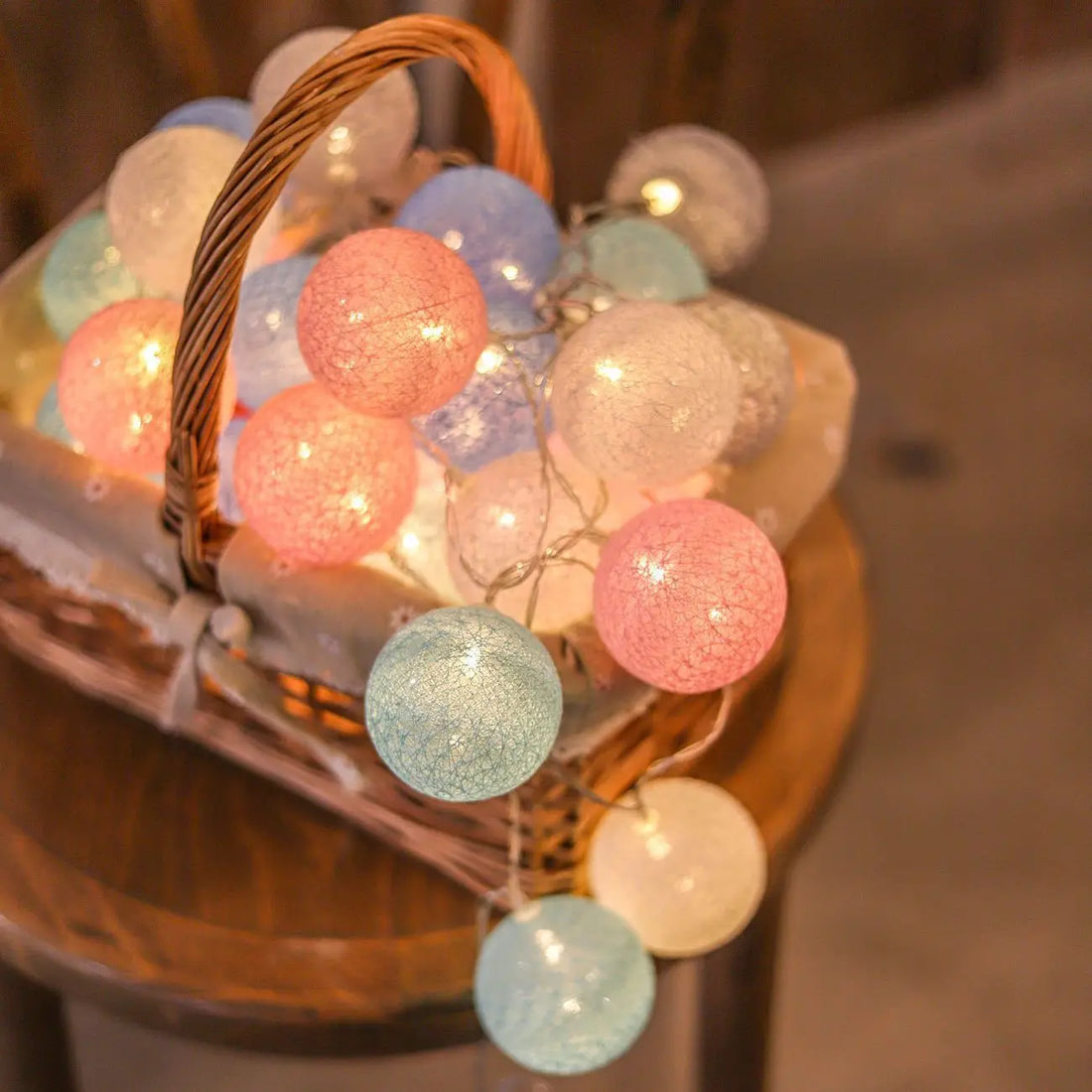 Battery Colorfull Cotton Garland 3.5cm LED Balls Christmas String Holiday Lights for Home Decoration Wedding Fairy Bedroom Decor