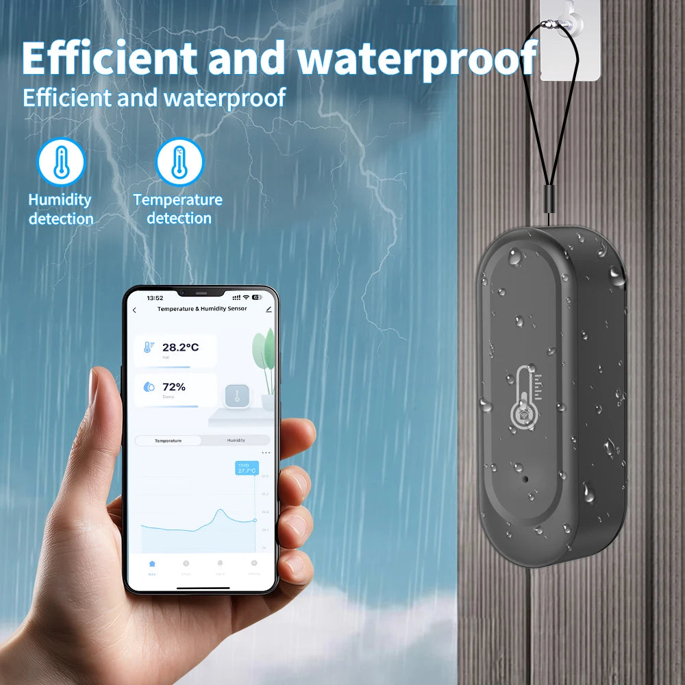 1/2PCS New WIFI Temperature and Humidity Sensor IP65 Outdoor Waterproof Tuya APP  Hygrometer Thermometer Support Alexa Google