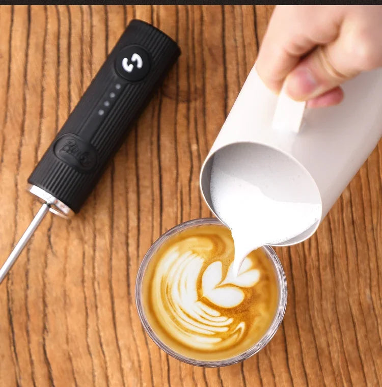 Bincoo UPGRADED Electric Coffee Frother/MILK Whisk+Egg Beater MINI Food Blender USB Rechargeable Handheld 2 Speeds Espresso Tool