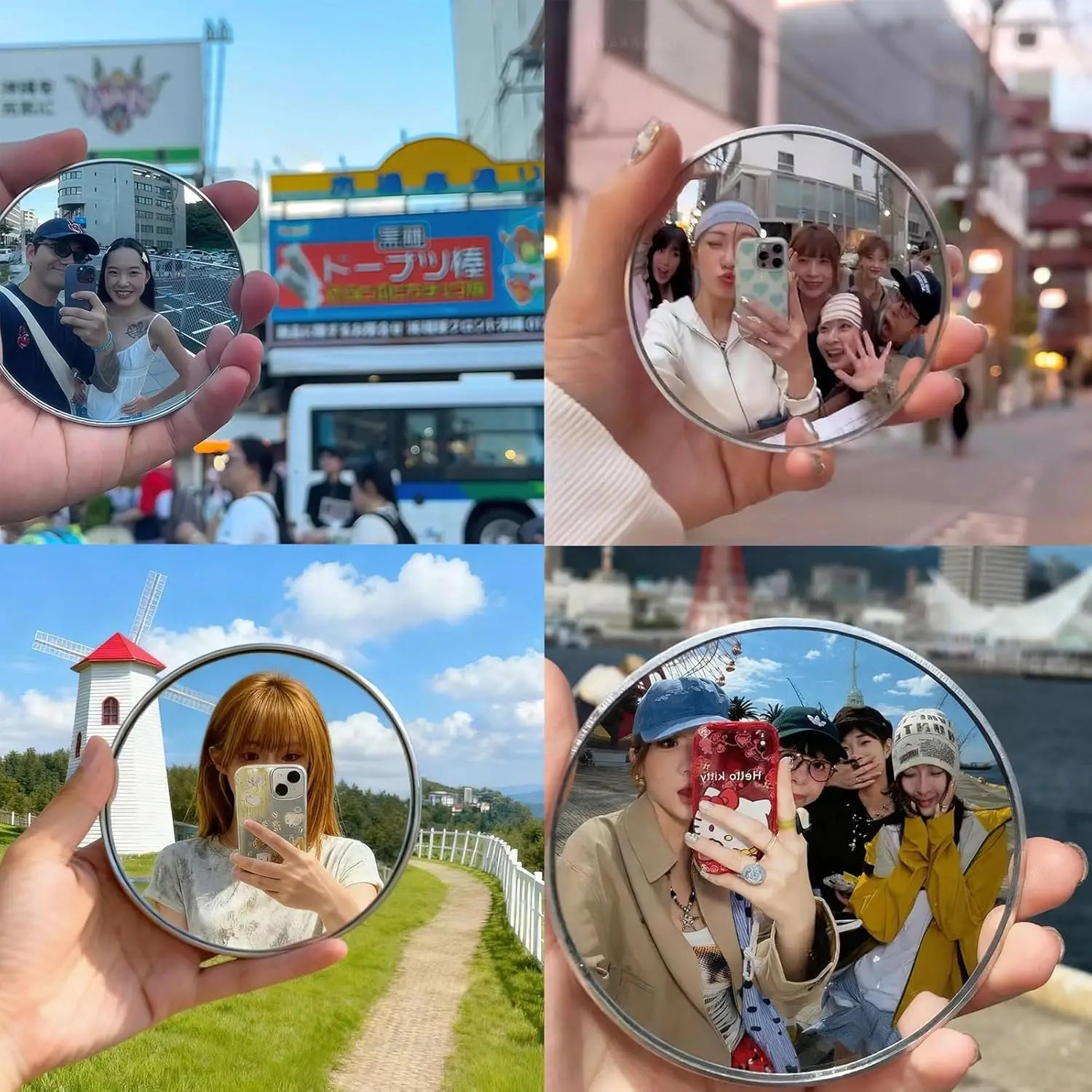 Travel Handheld Selfie Mirror INS Portable Round Reflection Convex Mirrors for Photography Prop Vlogging Traveling Accessories