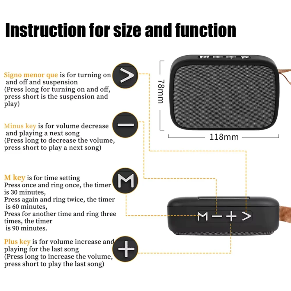 Wireless Mini Bluetooth Speaker with Fabric Design, TF Card Support, 3D Stereo Sound, Designed for Outdoor Use