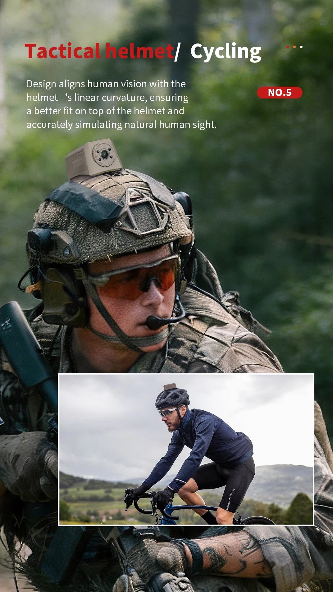 Tactical Helmet Camera, 720P HD Video Recorder with Photo Capture, Adjustable-Angle Helmet Cam, FAST Helmet Accessories