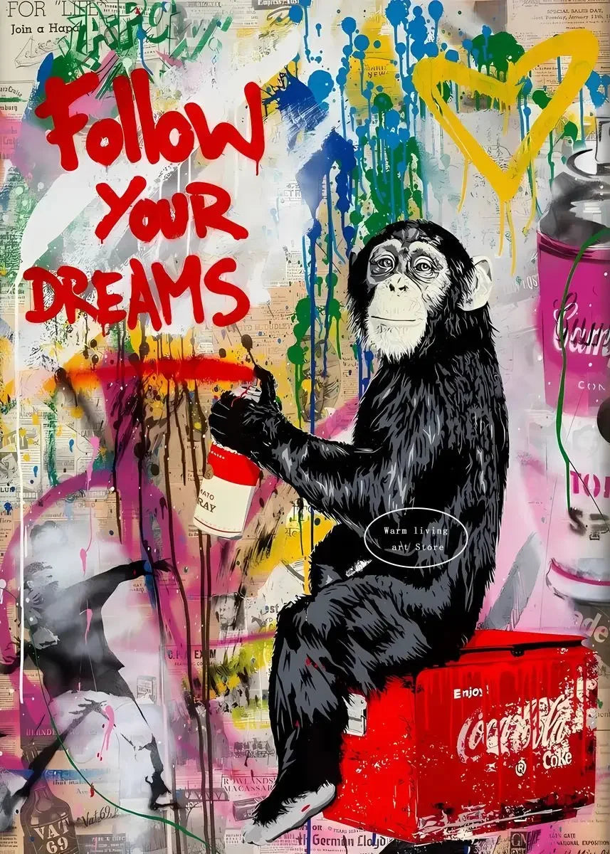 Classic Retro Wall Art Banksy Street Graffiti HD Canvas Print Poster Home Living Room Bedroom Decorative Painting