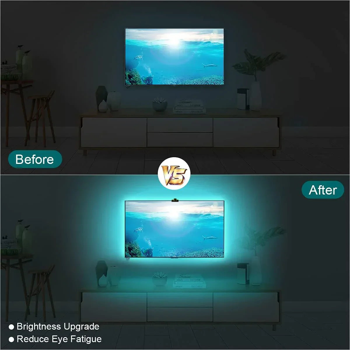 LED TV Backlight Strip with Camera Sync to 55-85 Inch TVs Smart RGB-IC LED Strip Lights for Gaming Room 55-85inch Ambient Light