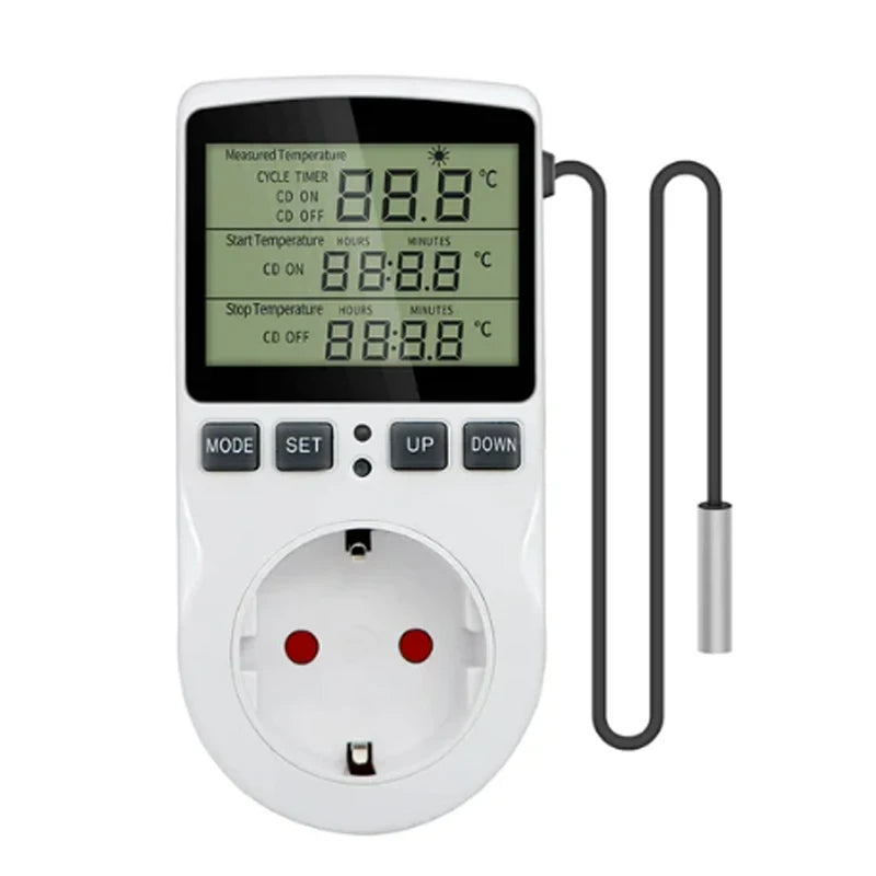 Timer Socket Digital Thermostat 220v Temperature Controller Socket Outlet With Timer Switch Cooling Heating Temperature Sensor
