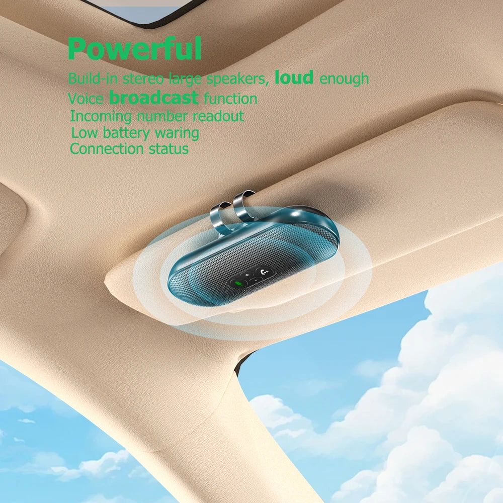Bluetooth 5.4 Car Kit Handsfree Dual 3W Speakerphone Sun Visor Speaker Mp3 Player Wireless Music Receiver With Voice Assistant