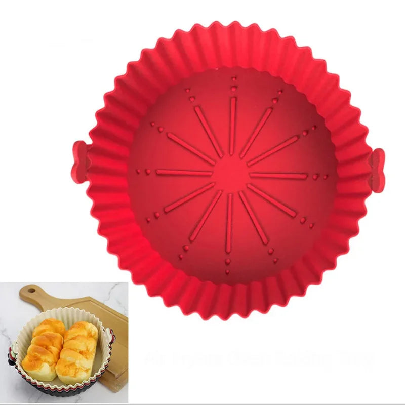 Air Fryer Baking Tray Reusable silicone baking basket Grill Pan food-grade safe non-stick fryers ovens microwave oven