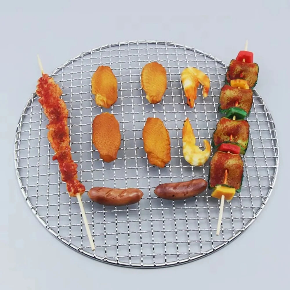 Round Air Fryer Rack Stackable Stainless Steel Grid Grill BBQ Net with Foot Cooling Rack Steam Baking Rack For Home Kitchen