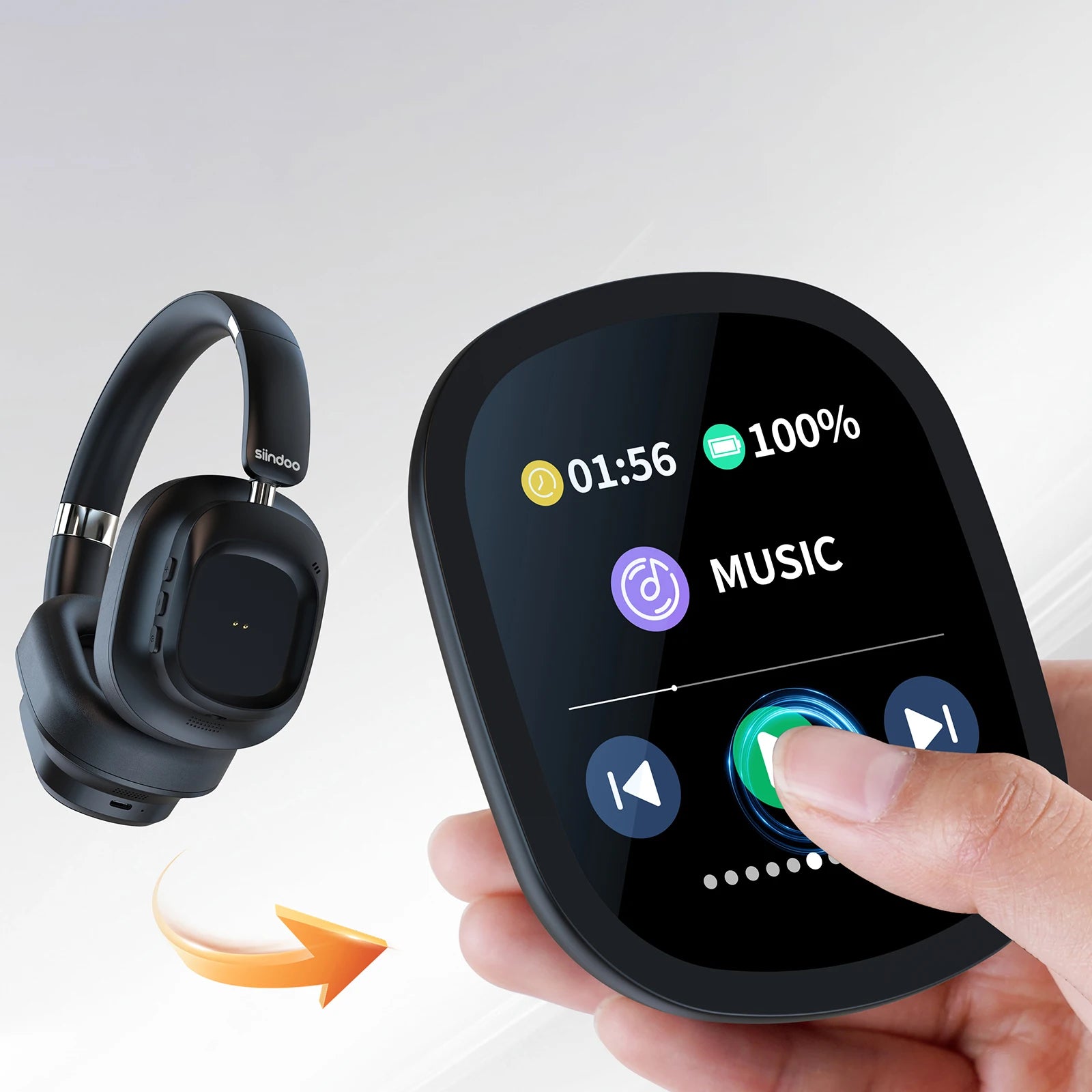 Siindoo JH-ANC930Plus Active Noise Cancelling Headphones, Hybrid Wireless Headphone With Multi Magnetic Touch Control LED Screen