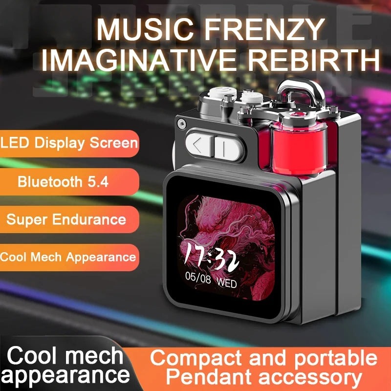 Portable Wireless Bluetooth Speaker Stereo Surround Metallic Outdoor Speaker LED Display Screen with RGB Desktop Subwoofer