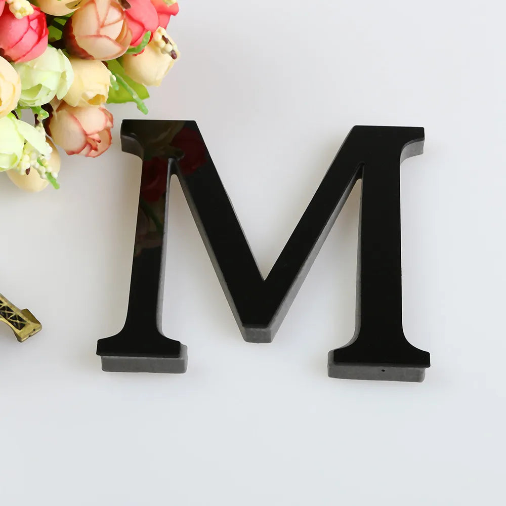 26 Letters Wall Sticker 3D DIY Mirror Acrylic Decals Home Decor Wall Art Mural for party wedding Christmas Retro Wall Art