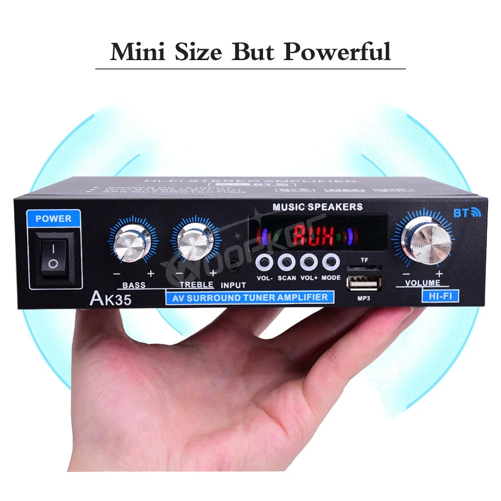 ak35 800W Digital Amplifiers 100-240V /12V Bass Audio Power Bluetooth AMP Hifi FM Subwoofer Speakers Car Boat Caravan