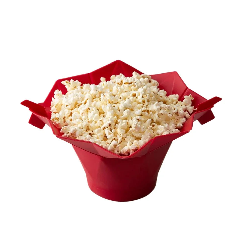 Popcorn Bow Foldable Microwave Oven Popcorn Bowl DIY Silicone Popcorn Maker Dishwasher Safe Home Kitchen Tool for Making Popcorn