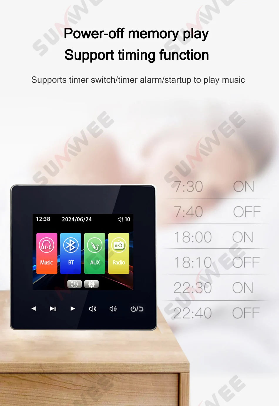 Home theater Background music system audio in wall power amplifier bluetooths player sound TF AUX control panel ceiling speakers
