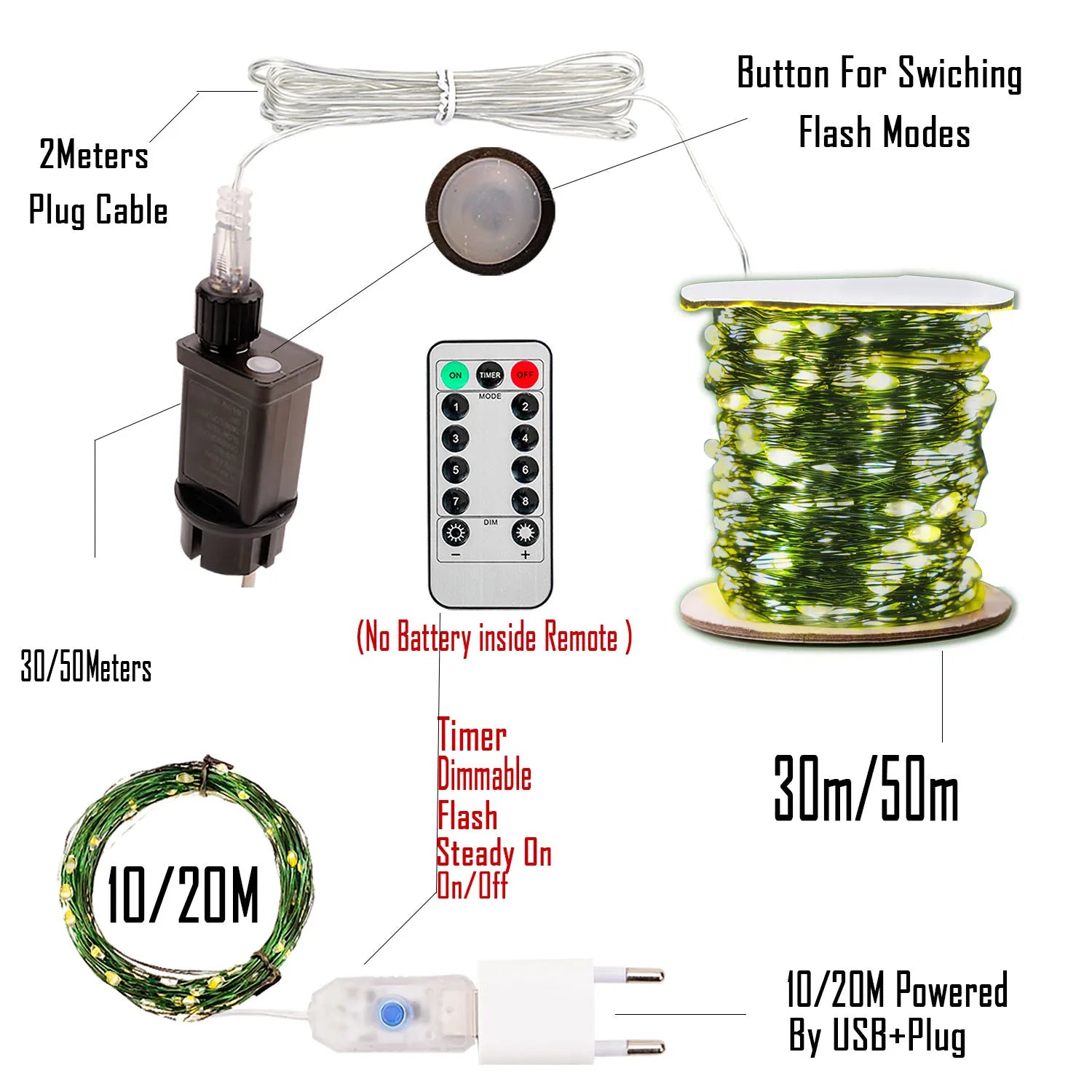 100M LED Warm White String Lights Green Wire Fairy Lights Garland For Outdoor Home Christmas Wedding Party Garden Decoration