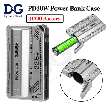 PD20W Power Bank Case High-Capacity 21700 Battery Case Fast Charging Built-in Cable Detachable DIY Power Bank Box