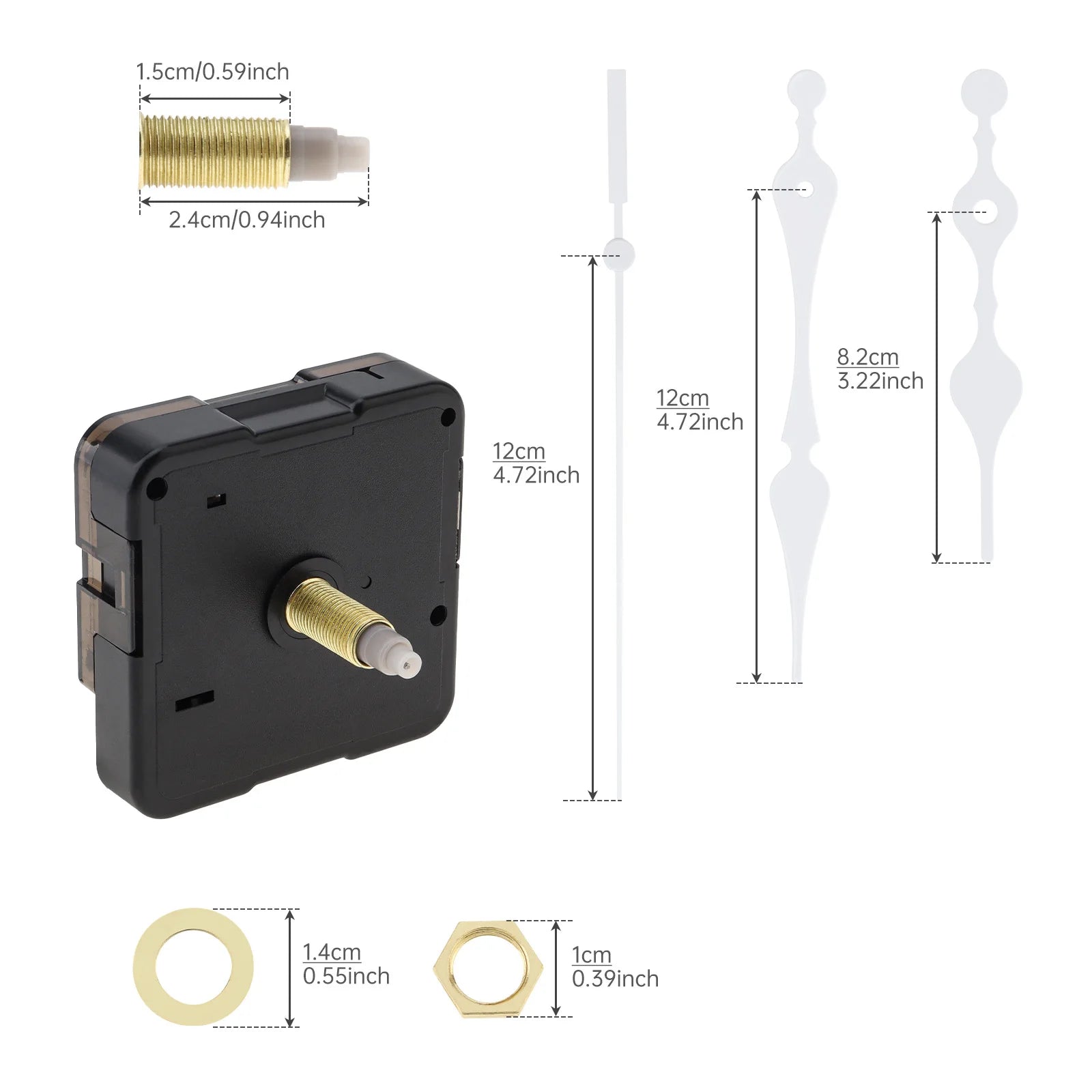 Quartz Battery Operated Silent Wall Clock Movement Mechanisms for DIY / Repair, Clock Parts Replacement