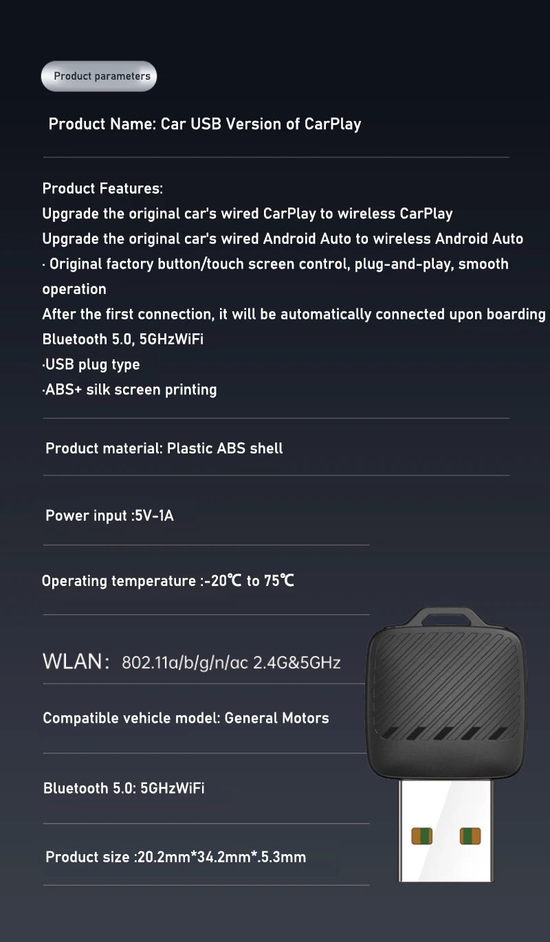 2- in-1  Wireless Android Auto Adapter Wireless CarPlay Dongle Car Intelligent Systems AI Smart Box For Car Wired CarPlay