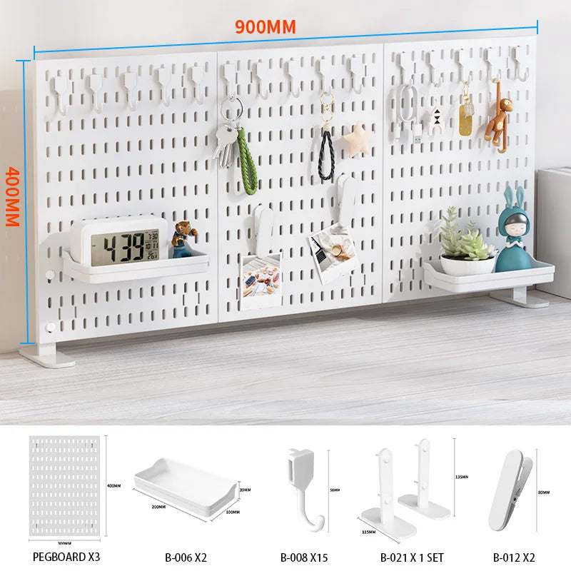Office Desktop Storage Pegboard: Height-Adjustable Vertical Storage Rack (For Stationery Storage And Decorative Figurine Display