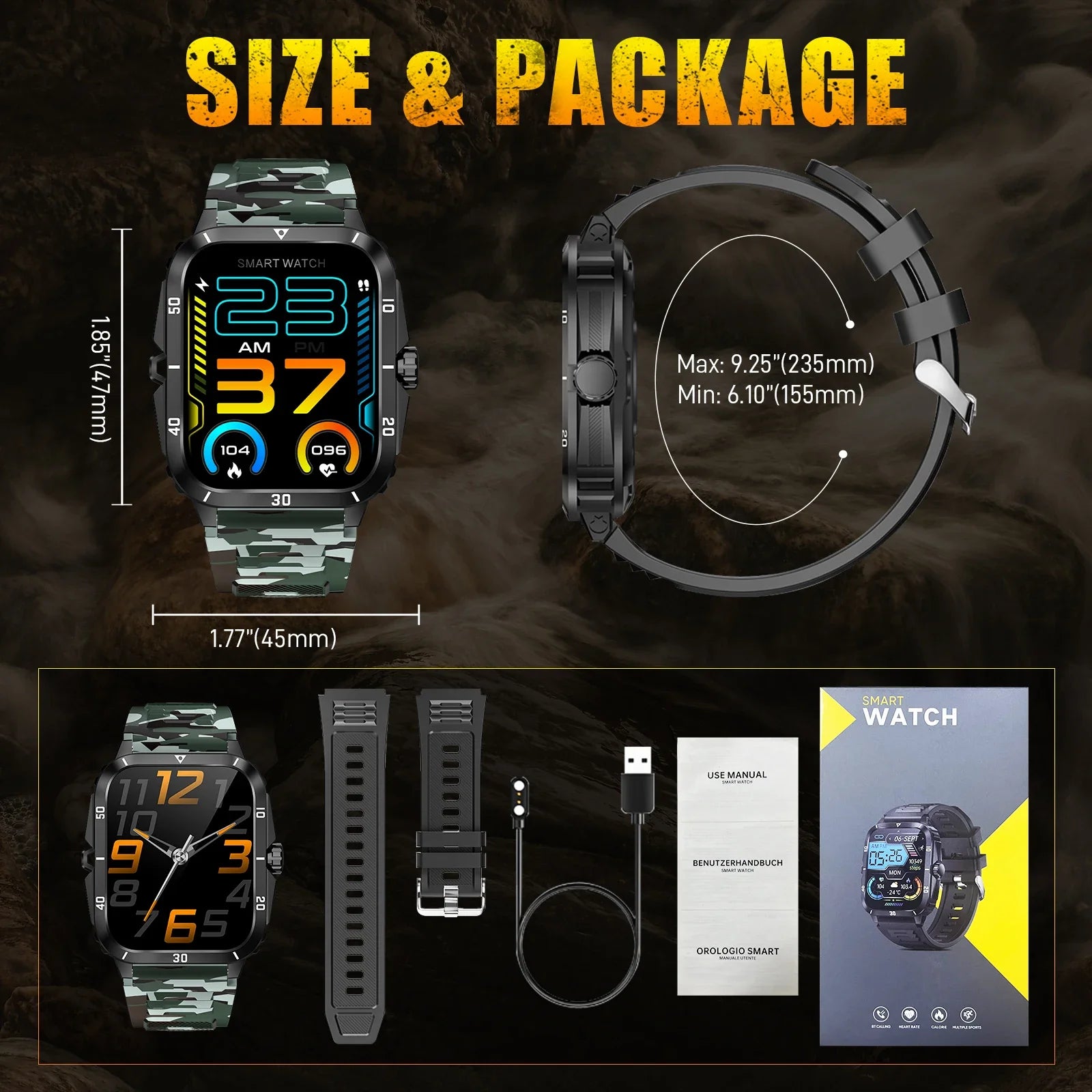 EIGIIS 2025 New Smartwatch Unisex Fitness Tracker Heart Rate Monitor Sports Watch Waterproof Activity Tracker For iPhone Android