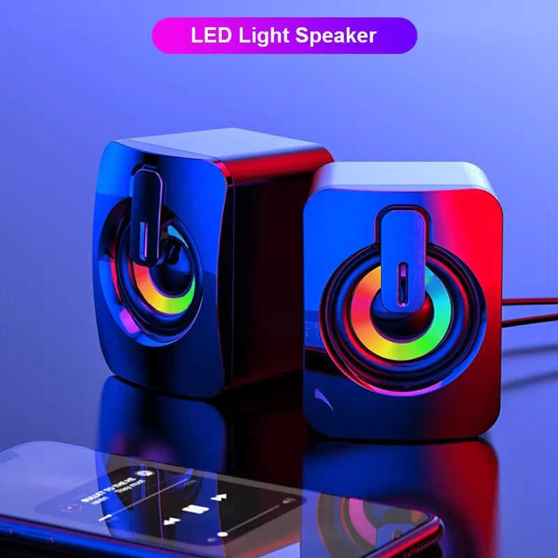 Computer Speakers PC Sound Box HIFI Stereo Microphone USB Wired Mini Computer Sound Box With LED Light For Home Desktop Computer