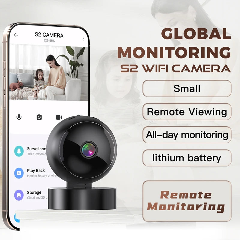 S2 Mini Camera WiFi Wireless Security 360° Protection Remote Monitor Camcorders Night Vision Video Smart Home HD Camera