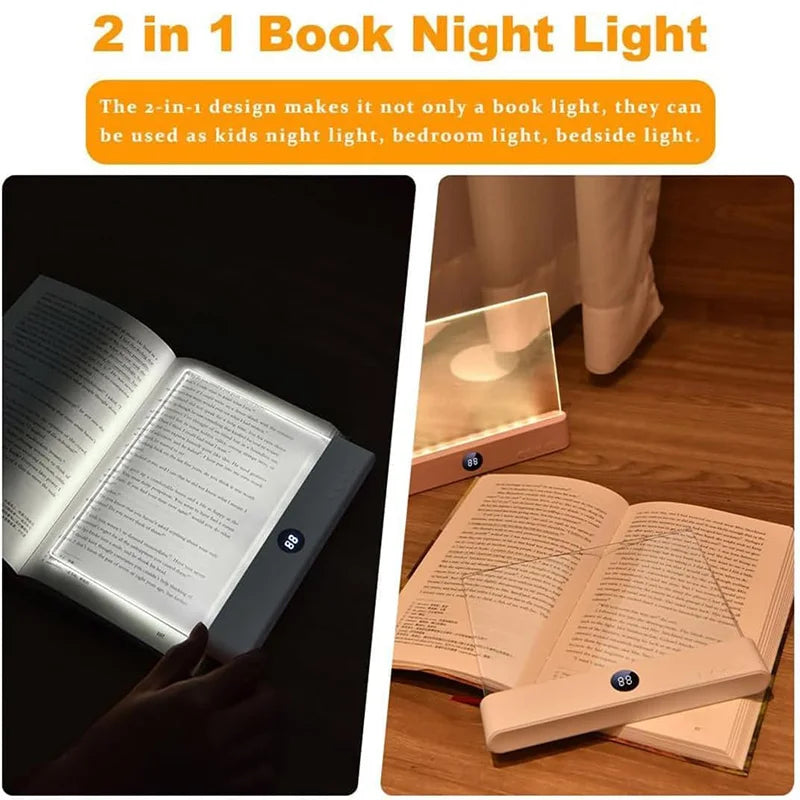 Smart Led Reading Light, Book Lights at Night, Rechargeable Clear Flat Reading Lights with 3 Colors & Timer, Eye-Friendly Glow
