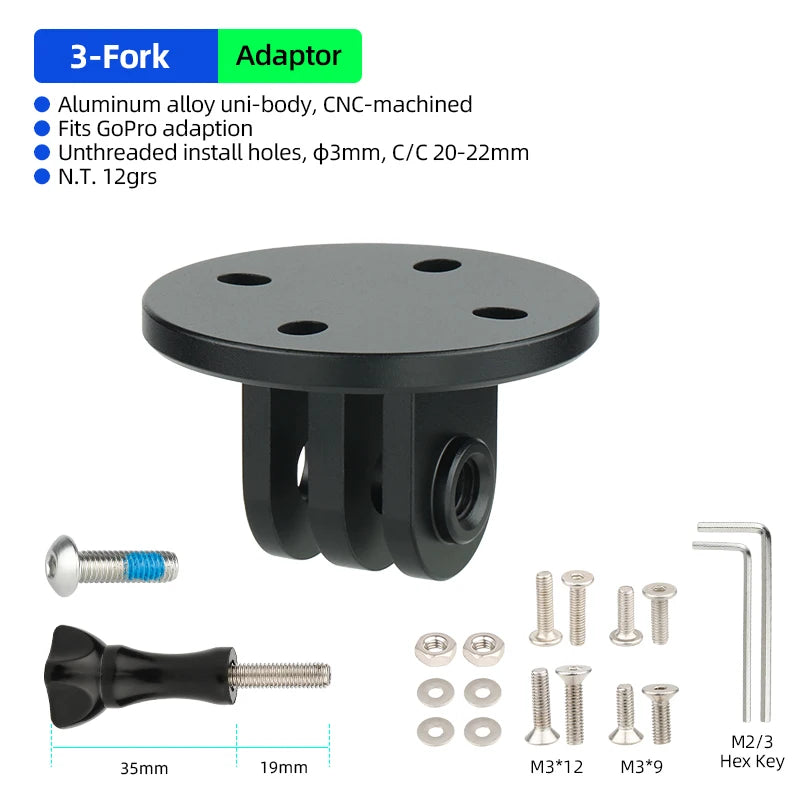 CNC-machined Alloy Connector for Wahoo Computer Stand Vertical Horizontal Mount Adaption Optional Countersunk or Flat Head Bolts