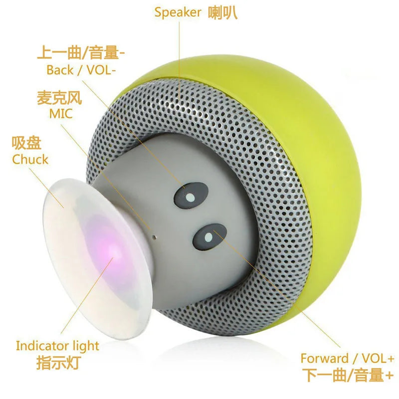 Mini Bluetooth Speakers Cute Mushroom Design Portable Wireless Sound Box For PC Suction Cup Phone Holder Walkman for Girls Pink