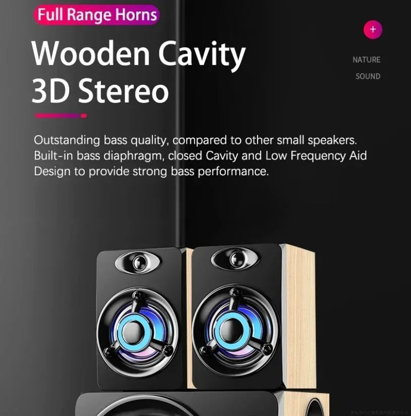 Upgrade HIFI 3D Stereo Speakers With LED Light AUX USB Wired Wireless Bluetooeh 5.0 Audio Home Theater Surround Sound Bar TV