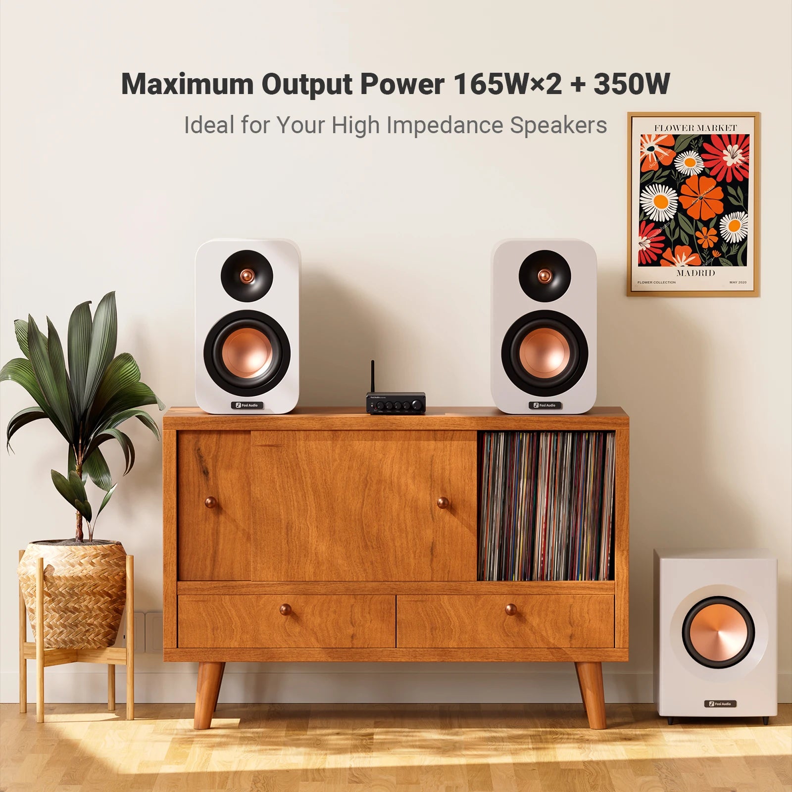 Fosi Audio BT30D PRO Bluetooth Sound Power Amplifier 2.1 Channel Amp Audio Reciver for Speaker Subwoofer 165Wx2 +350W