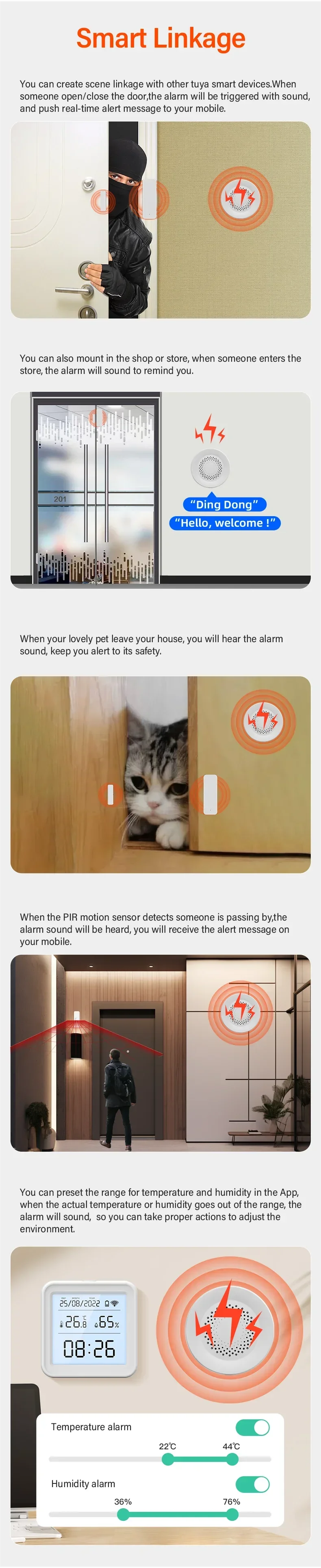 Tuya Zigbee WiFi Smart Siren Alarm 100db Speaker For Smart Home Security Works With SmartLife Alexa Yandex