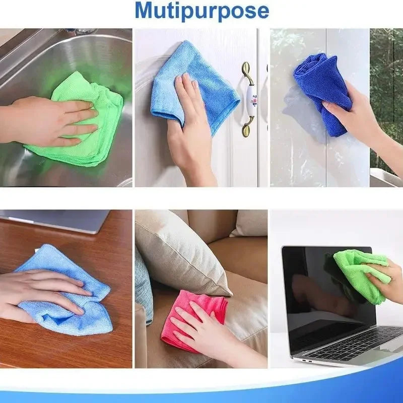 A Set of 20/50Pcs Cleaning Cloth Set in Random Colors, Multi-Functional and Absorbent, for Home, Kitchen, Living Room, Bedroom, Bathroom, and Furniture Stain Removal, Glass Cleaning, Microfiber Cleaning Cloth for Both Dry and