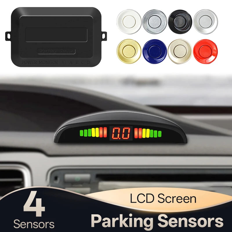 Hippcron 12V Car LED Parking Sensor Parking Kit Display Alarm With 22MM 4 Sensors Backlight Reverse Backup Radar Monitor System