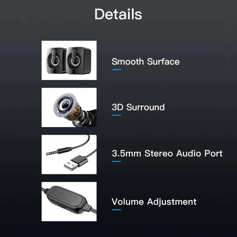 Stereo Speaker For Desktop Computer Laptop PC Notebook Wired Mini Home Musical Music Sound Box Caixa De Som Portable Altavoces