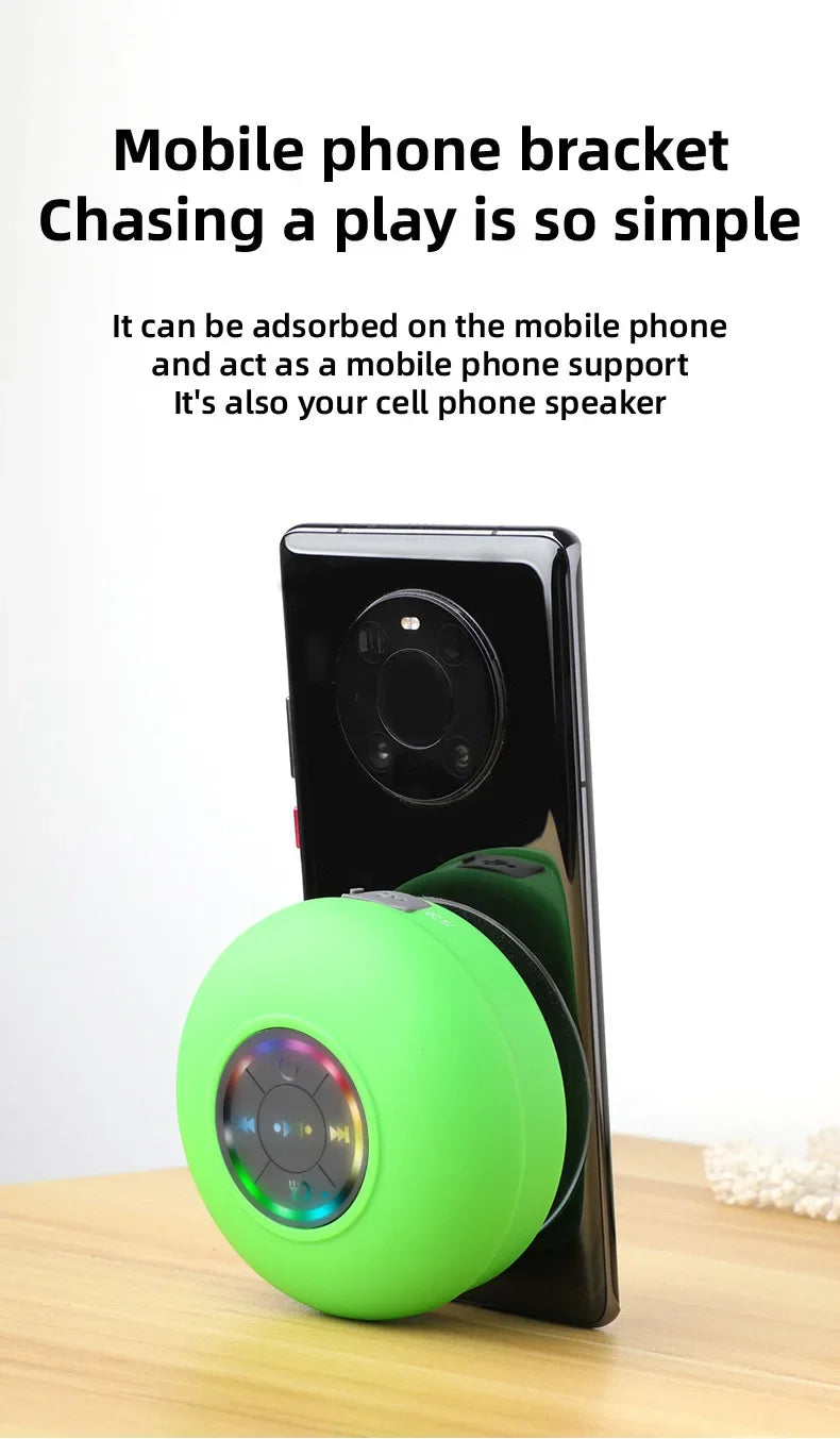 New Bathroom Waterproof Wireless LED Bluetooth Speaker Large Suction Cup Mini Portable Speaker Outdoor Sports Stereo Speaker