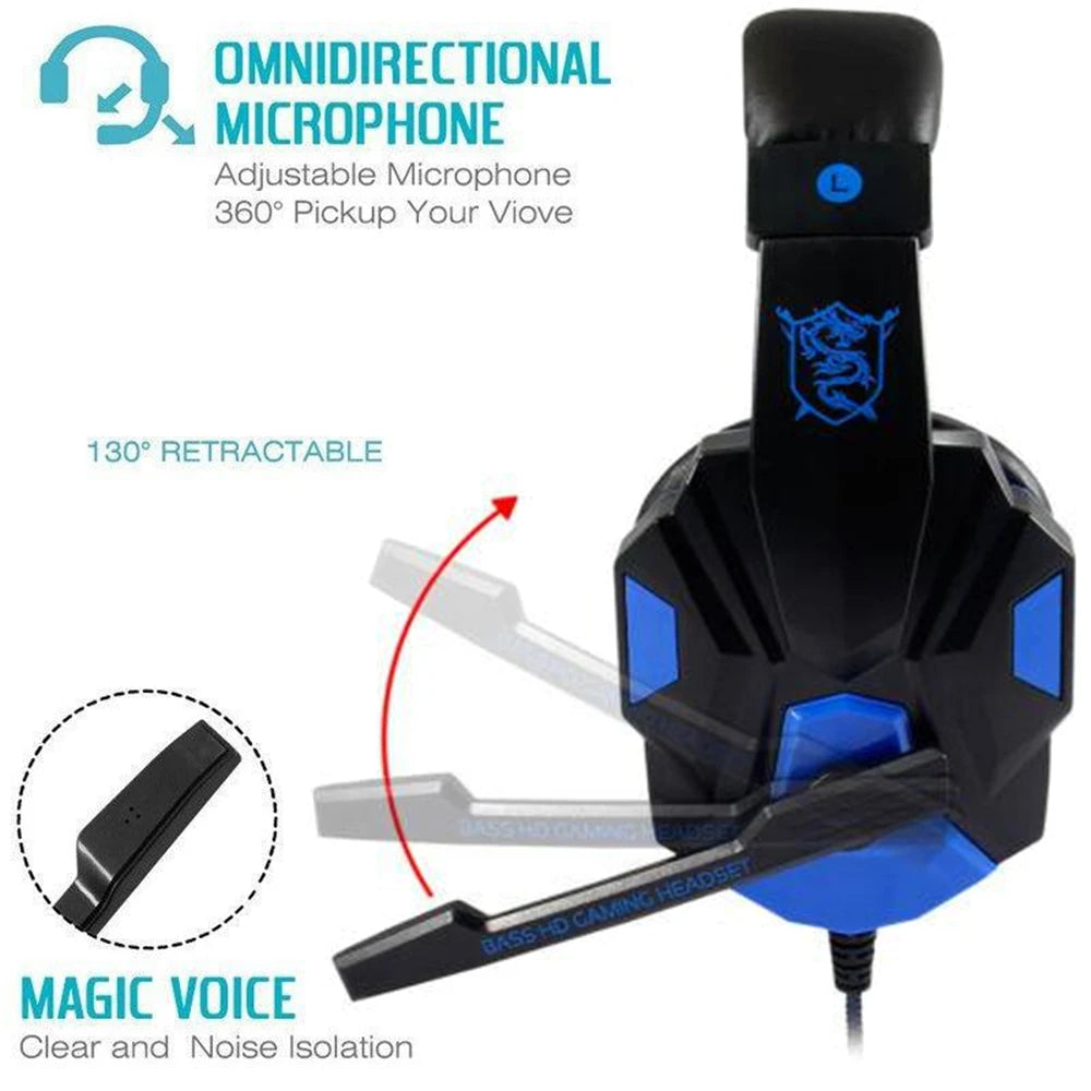 Wired Gaming Headset with 120° Adjustable Microphone