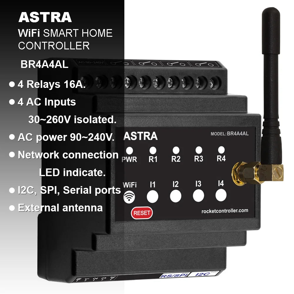 Basic Smart Home controller. WiFi, Bluetooth. Input/Output. TASMOTA firmware. MQTT protocol. Compatible Home Assistant. ESP32