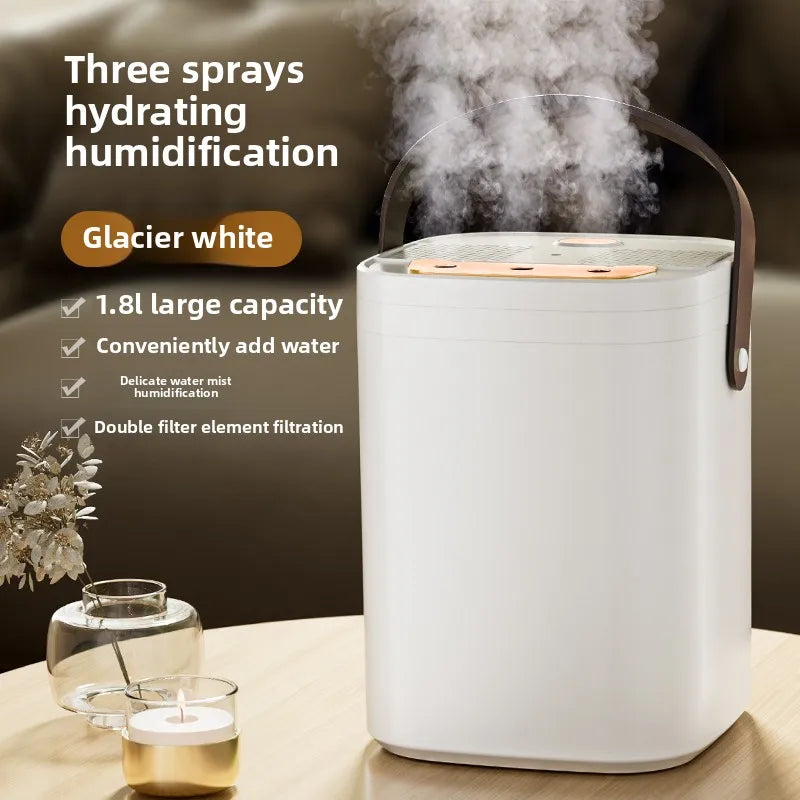 Evaporative air humidifier 1.8L large capacity three nozzle spray purifier perfume essential oil diffuser night light humidifier