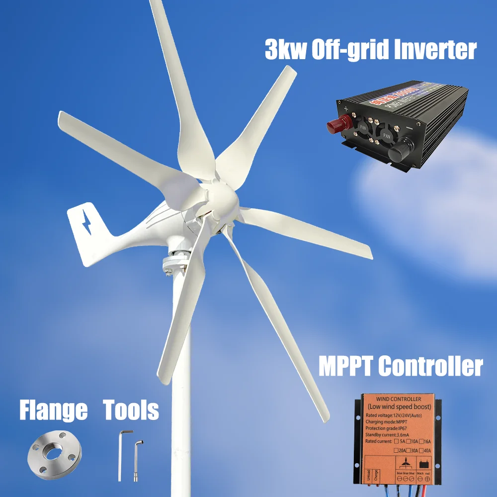 2000W 3000W Windmill Wind Turbine Generator Complete Power Supply System Kit Electric Generator Free Energy Home Appliance