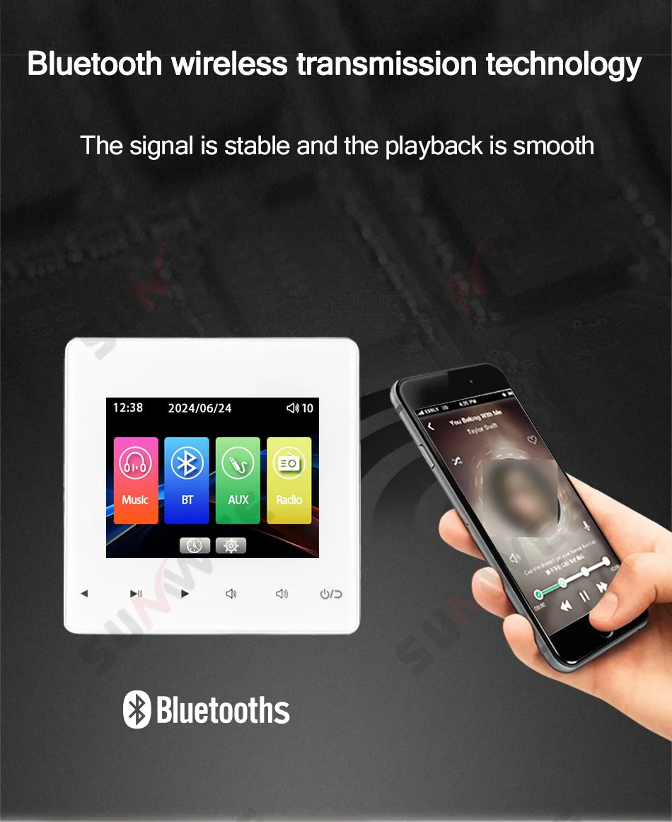 Home theater Background music system audio in wall power amplifier bluetooths player sound TF AUX control panel ceiling speakers